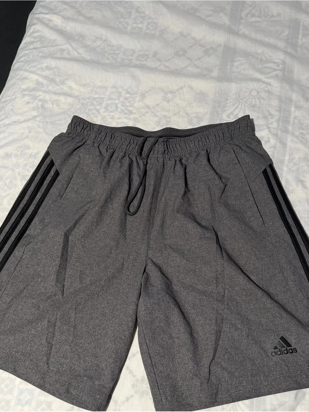 adidas Gray mens essentials Athletic Shorts with Black Side Stripes size L
